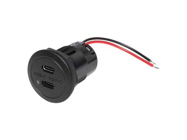 Kahden USB-C:n uppoasennusliitin, jossa on LED-valo