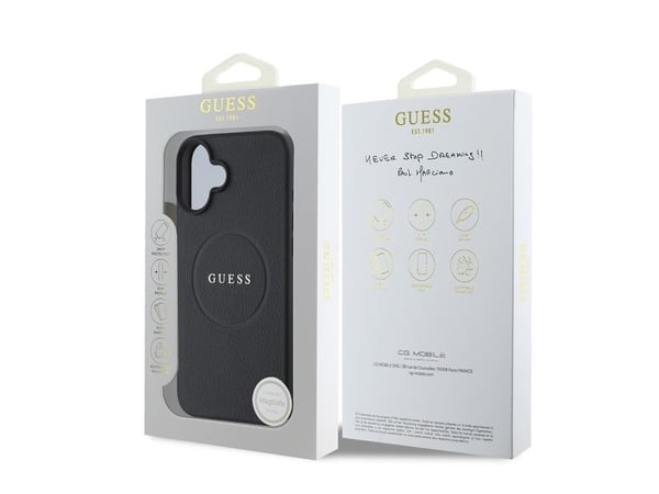 GUESS 3666339303501, Suojus, Apple, Apple iPhone 16, 16 cm (6.3"), Musta