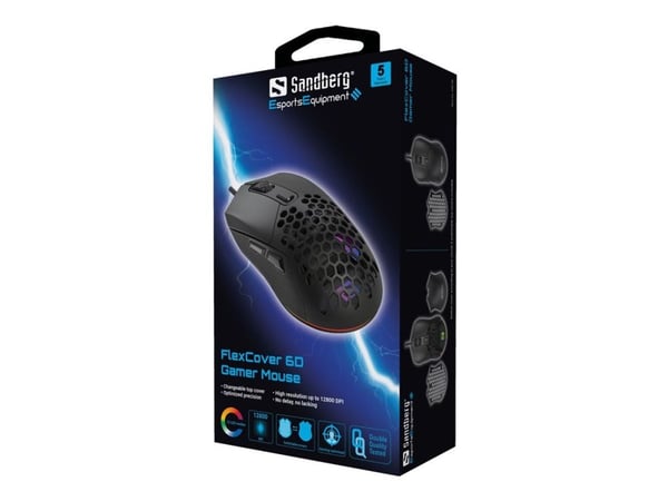 Sandberg FlexCover 6D - Mus - optisk - 6 knappar - kabelansluten - USB - hängande låda