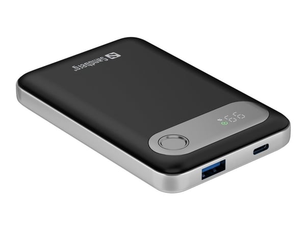 Sandberg Travel - Strømbank - 10000 mAh - 38.5 Wh - 20 watt - 4.5 A - PD - 2 utgangskontakter (USB, USB-C)