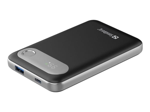 Sandberg Travel - Strømbank - 10000 mAh - 38.5 Wh - 20 watt - 4.5 A - PD - 2 utgangskontakter (USB, USB-C)