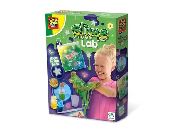 SES Creative Slime - lab - Glow in the dark slijm - Maak je eigen slijm in ziplock zakje – Met glitters - Goed uitwasbaar - Veilig voor kinderen – ...