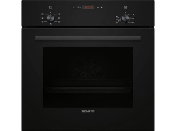 Siemens iQ100 HB013FBB1 - Ovn - innebygd - fordypning - bredde: 56 cm - dybde: 55 cm - høyde: 57.5 cm - Klasse A - svart