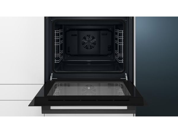 Siemens iQ100 HB013FBB1 - Ovn - innebygd - fordypning - bredde: 56 cm - dybde: 55 cm - høyde: 57.5 cm - Klasse A - svart