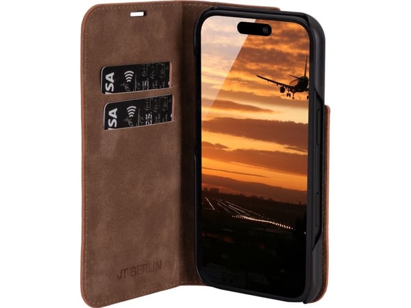 JT BERLIN BookCase Tegel, Lommebok-etui, Apple, iPhone 17, 16 cm (6.3"), Konjakkfarget