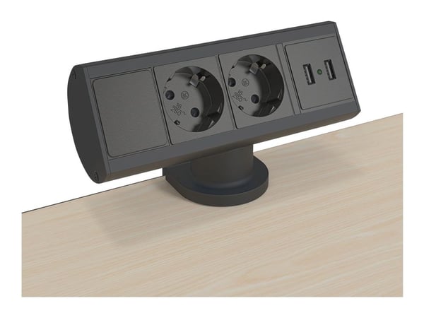 Axessline Desk - 2 Power 1 USB-A & USB-C charger, Black