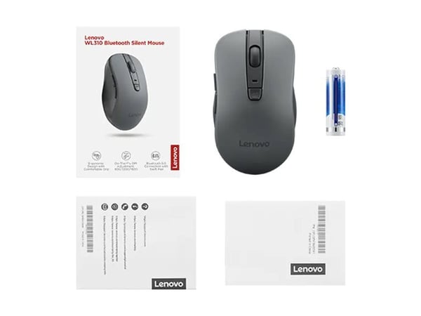 Lenovo WL310, molemminpuolinen, optinen, Bluetooth, 1200 dpi, harmaa