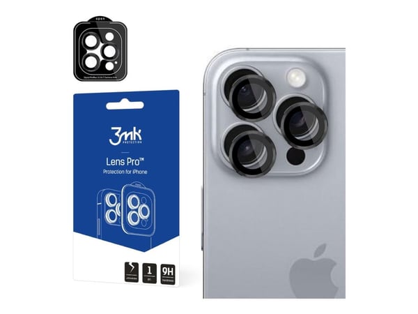 Kamerabeskyttelsesglass 3MK iPhone 16 Pro/16 Pro Max Lens Pro, svart