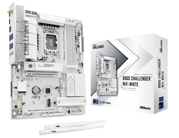 ASRock B860 Challenger WiFi White - Hovedkort - ATX - LGA1851-sokkel - B860 Chipset - USB-C 3.2 Gen 1, USB 3.2 Gen 1 - Wi-Fi 7, Bluetooth, 2.5 Giga...