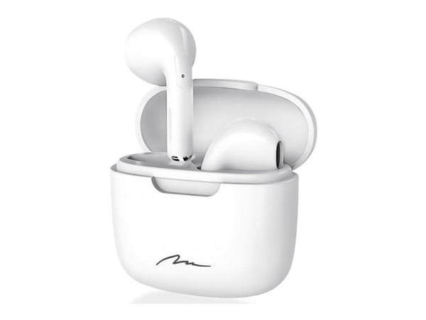 Media-Tech R-PHONES MT3608W - True wireless-hodetelefoner med mikrofon - i øret - Bluetooth - hvit