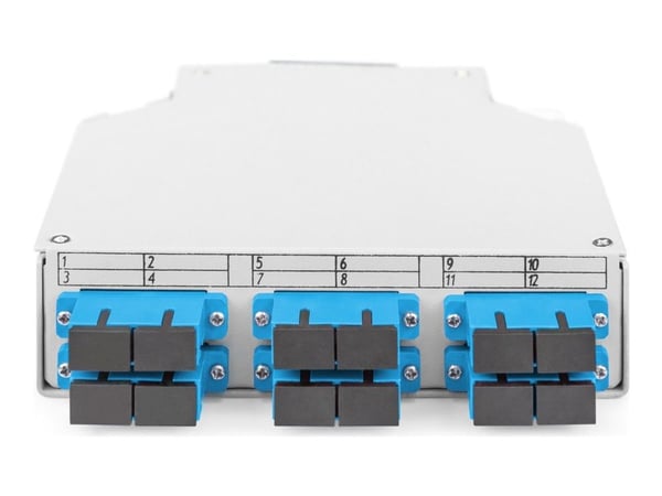 Fiberoptisk topphatt skinneboks, utstyrt, SM, 6 SC DX