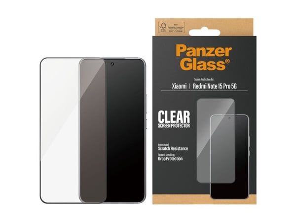 PanzerGlass ® Skjermbeskytter Xiaomi Redmi Note 15 Pro+ 5G | Ultra-Wide Fit, Xiaomi, Xiaomi - Redmi Note 15 Pro+ 5G, tørr påføring, ripebestandig, ...