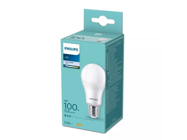 Philips Lyskilde, 13 W, 100 W, E27, 1521 lm, 15000 timer, Kjølig hvit