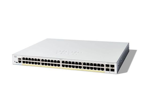 Cisco Catalyst 1300-48P-4G - Switch - L3 - Styrt - 48 x 10/100/1000 (PoE+) + 4 x Gigabit SFP - rackmonterbar - PoE+ (375 W) - gjenfabrikert