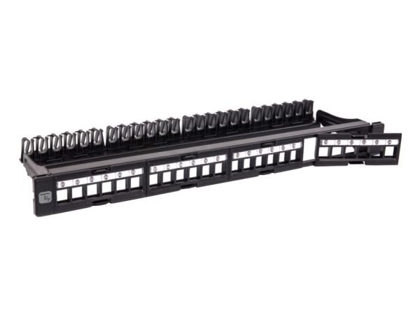 Techly I-KS PP-24-DEN, RJ-45, U/UTP (UTP), Telinekiinnitys, 1U, Musta, -40 - 68 °C