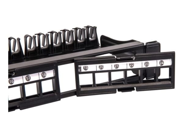 Techly I-KS PP-24-DEN, RJ-45, U/UTP (UTP), Telinekiinnitys, 1U, Musta, -40 - 68 °C