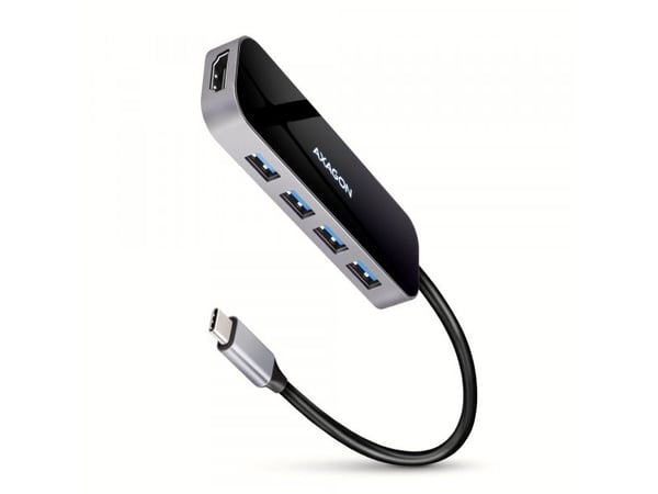 AXAGON HMC-6H4A USB-hub, 4x USB-A + HDMI, USB-C 3.2 Gen 1, PD 100W - 20 cm USB-C-kabel