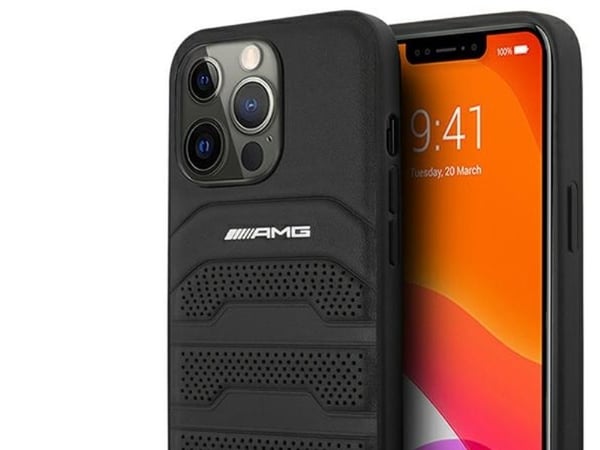AMG AMHCP14LGSEBK iPhone 14 Pro 6.1" black/black hardcase Leather Debossed Lines