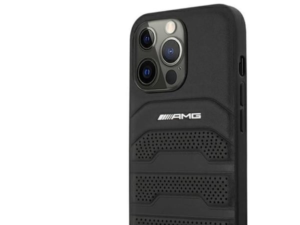 AMG AMHCP14LGSEBK iPhone 14 Pro 6.1" black/black hardcase Leather Debossed Lines