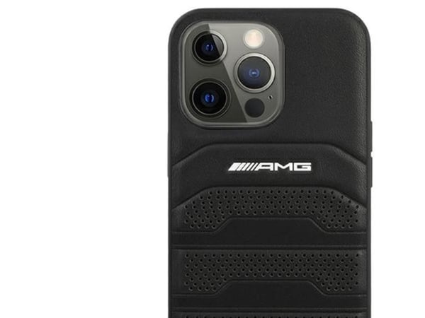 AMG AMHCP14LGSEBK iPhone 14 Pro 6.1" black/black hardcase Leather Debossed Lines