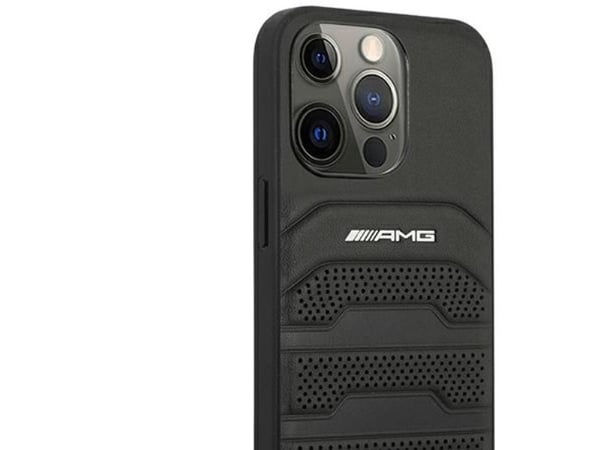 AMG AMHCP14LGSEBK iPhone 14 Pro 6.1" black/black hardcase Leather Debossed Lines