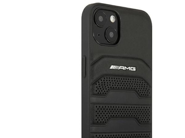 AMG AMHCP14MGSEBK iPhone 14 Plus 6.7" black/black hardcase Leather Debossed Lines