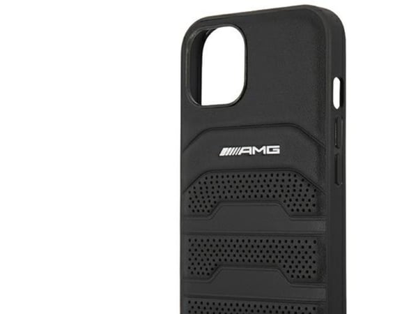 AMG AMHCP14MGSEBK iPhone 14 Plus 6.7" black/black hardcase Leather Debossed Lines