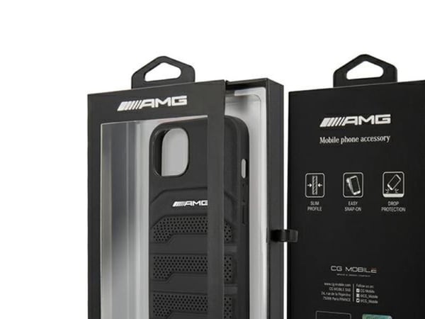 AMG AMHCP14MGSEBK iPhone 14 Plus 6.7" black/black hardcase Leather Debossed Lines