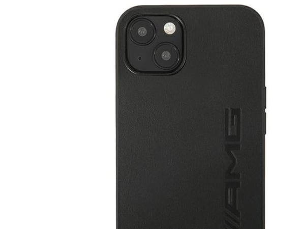 AMG AMHCP14SDOLBK iPhone 14 6,1" black/black hårdskal i läder - varmpräglat