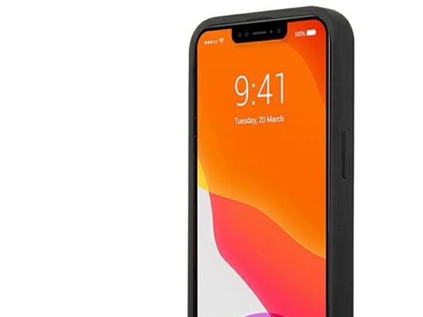 AMG AMHCP14SDOLBK iPhone 14 6,1" black/black hårdskal i läder - varmpräglat