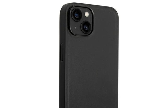 BMW BMHMP14S22PTDK skal till iPhone 14 6,1" svart/svart läder stämplat tricolor med MagSafe
