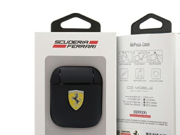 Ferrari FESA2LEBK AirPods cover czarny/black On Track Leather