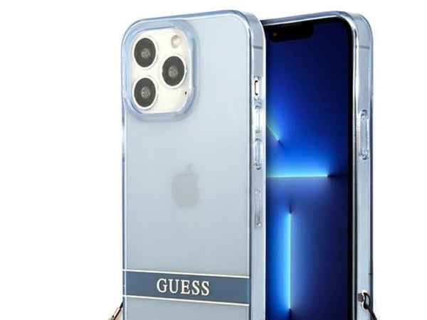 Guess GUHCP13LHTSGSB iPhone 13 Pro / 13 6,1" niebieski/blue hardcase Translucent Stap