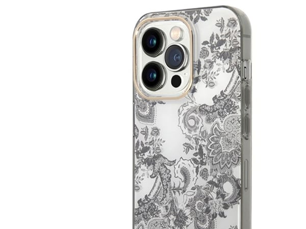 Guess GUHCP14LHGPLHG iPhone 14 Pro 6,1" Hardt etui - grå/grå porselenskolleksjon