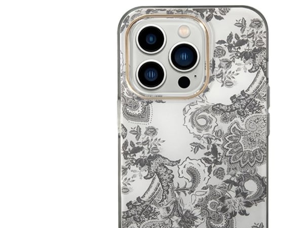 Guess GUHCP14LHGPLHG iPhone 14 Pro 6,1" Hardt etui - grå/grå porselenskolleksjon