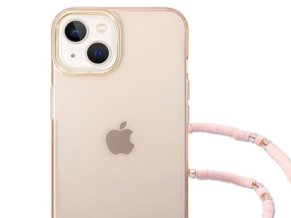 Gjett GUHCP14MHGCOHP iPhone 14 Plus 6,7 tommer rosa/rosa hardt deksel Klar perlestropp