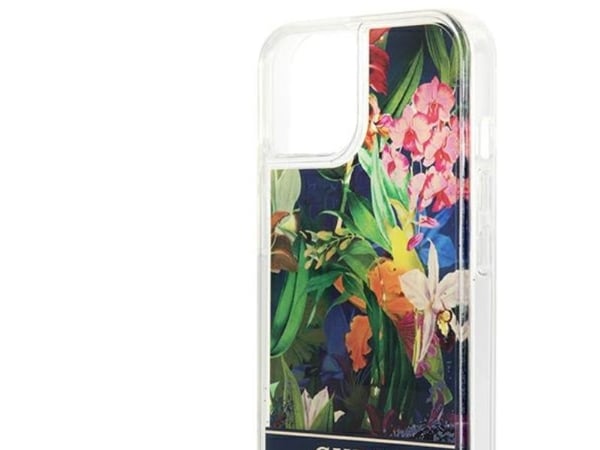 Guess GUHCP14MLFLSB iPhone 14 Plus 6.7" blue/blue hardcase Flower Liquid Glitter