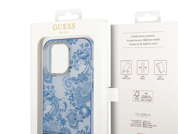 Guess GUHCP14XHGPLHB iPhone 14 Pro Max 6,7" hardcase Porcelain Collection - blå/blå