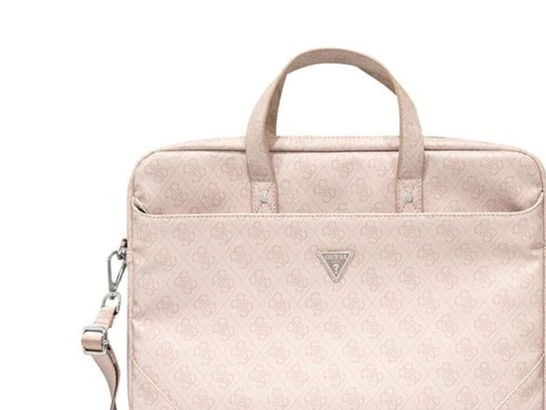 Guess Saffiano 4G trekantlogo-veske til 16" laptop - rosa