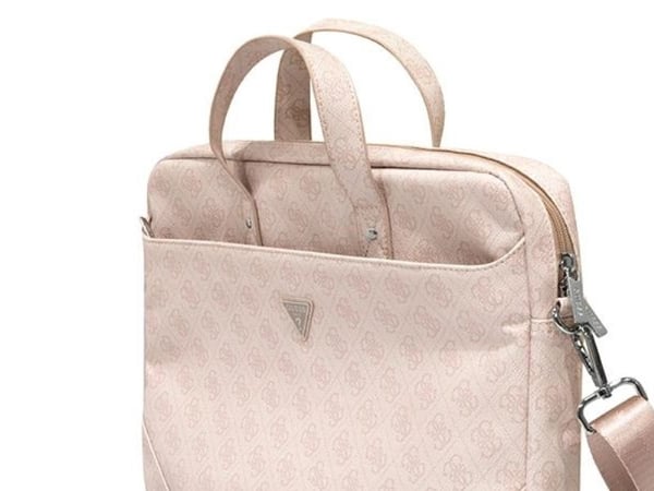 Guess Saffiano 4G trekantlogo-veske til 16" laptop - rosa