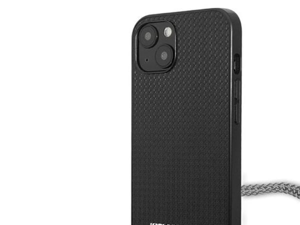 Karl Lagerfeld KLHCP13SPMK hårdskal till iPhone 13 mini 5,4" (svart/svart läderstruktur, med kedja)