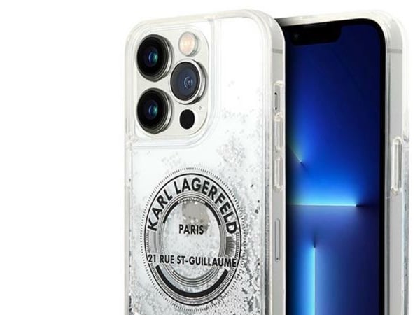Karl Lagerfeld Liquid Glitter hardcase till iPhone 14 Pro 6,1" silver RSG