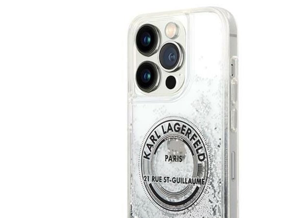 Karl Lagerfeld Liquid Glitter hardcase till iPhone 14 Pro 6,1" silver RSG