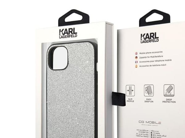 Karl Lagerfeld KLHCP14MG2ELS iPhone 14 Plus 6,7" hardcase sølv / sølv glitter plakettlogo