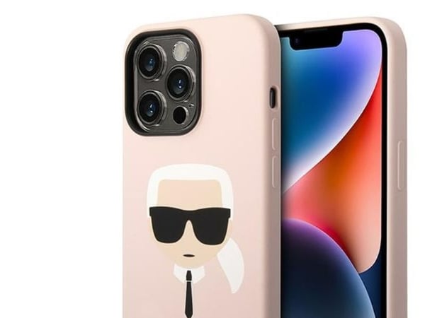 Karl Lagerfeld KLHMP14XSLKHLP hårdskal till iPhone 14 Pro Max 6,7" – light pink/light pink silikon Karl`s Head Magsafe
