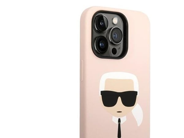 Karl Lagerfeld KLHMP14XSLKHLP iPhone 14 Pro Max 6.7 Dekal lys rosa / lys rosa Silikon Karl`s Head Magsafe