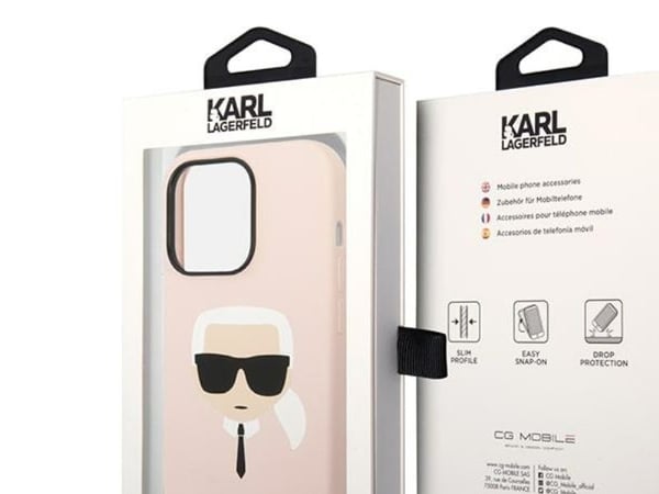 Karl Lagerfeld KLHMP14XSLKHLP iPhone 14 Pro Max 6.7 Dekal lys rosa / lys rosa Silikon Karl`s Head Magsafe