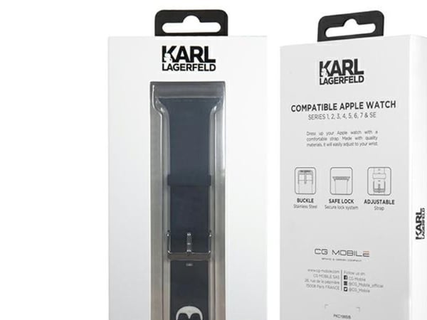 Karl Lagerfeld Karl Lagerfeld Karl Lagerfeld Pasek KLAWLSLCK Apple Watch 42/44/45 mm Eksklusiv/svart stropp Silikon Choupette Hoder