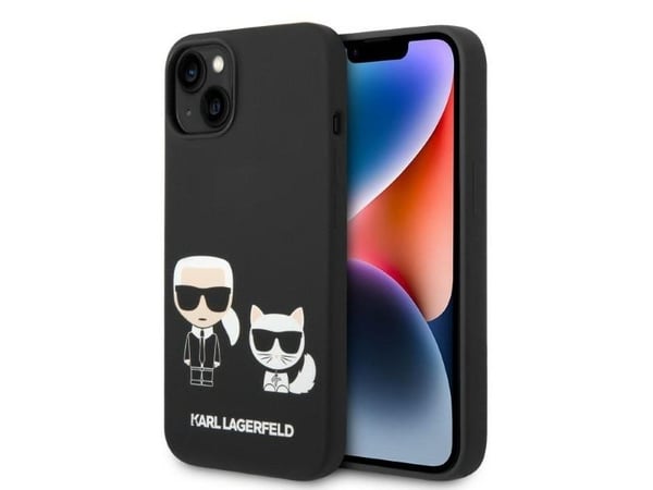 Karl Lagerfeld KLHMP14MSSKCK iPhone 14 Plus 6.7" kotelo musta/musta Nestemäinen silikoni Karl &amp; Choupette Magsafe