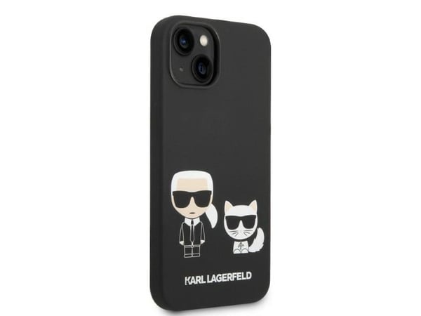 Karl Lagerfeld KLHMP14MSSKCK iPhone 14 Plus 6.7" kotelo musta/musta Nestemäinen silikoni Karl &amp; Choupette Magsafe